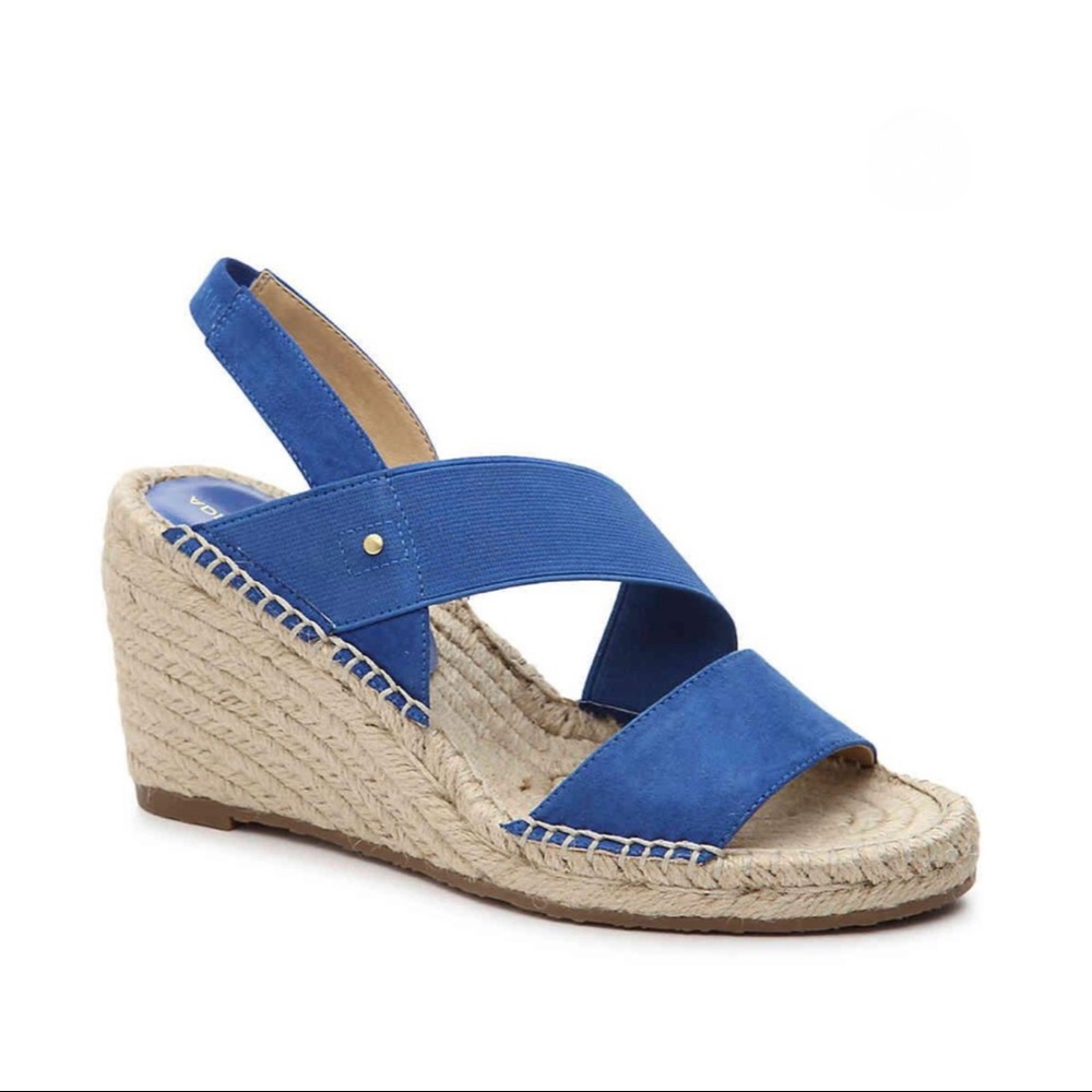 Adrienne Vittadini Royal Blue Espadrille Wedge Sandals - Picture 2 of 10